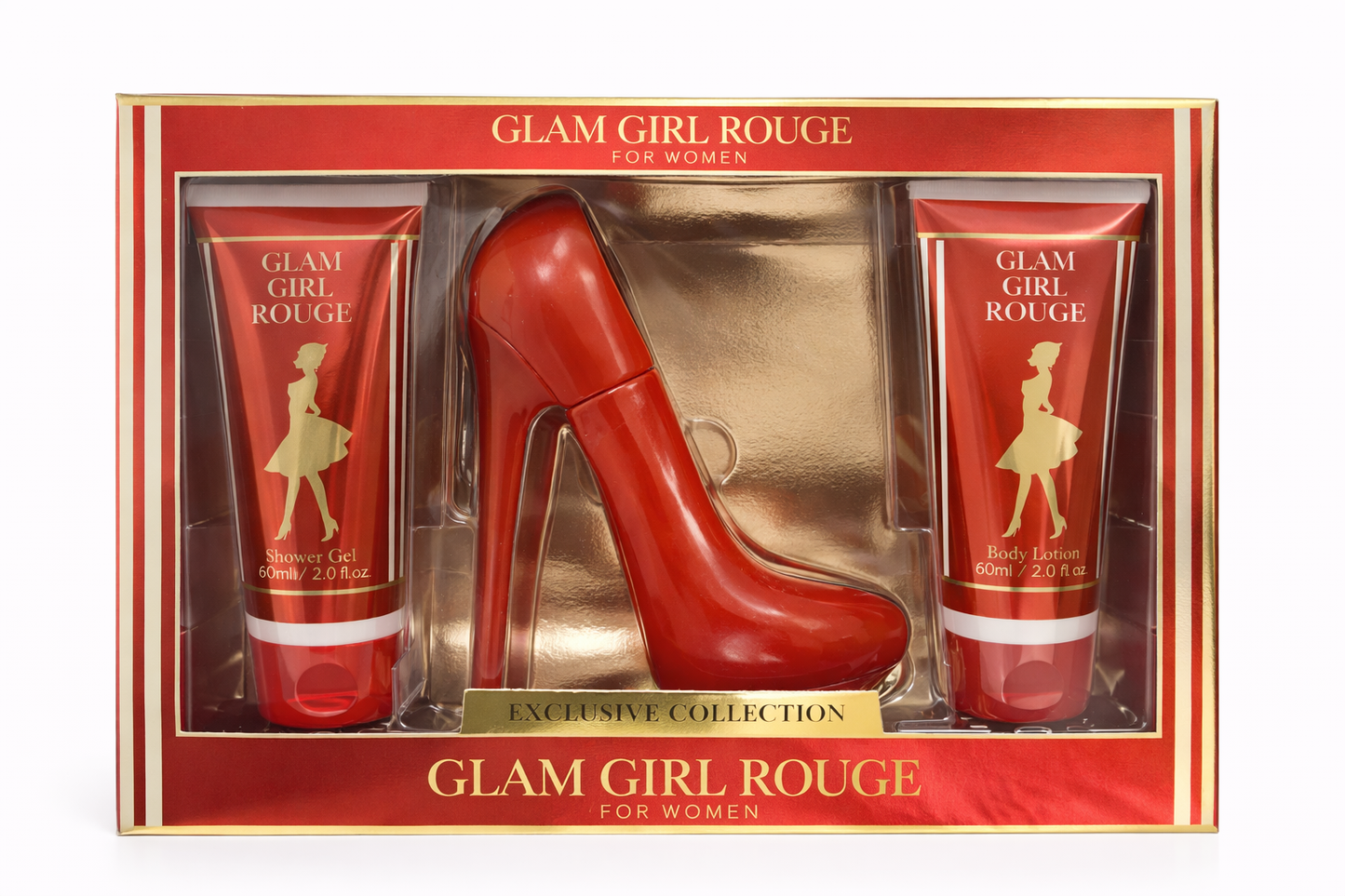 Glam Girl Rouge Perfume Gift Set, High Heel Bottle, Body Care